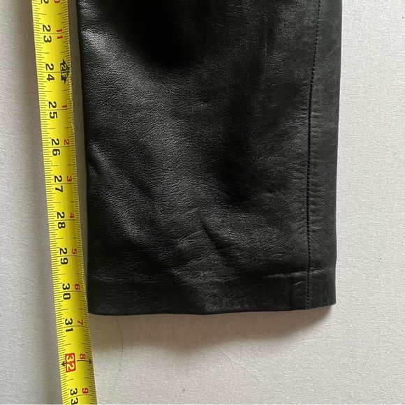Identify Soft Black Leather Straight Leg Pants Sz 6 - Picture 7 of 10